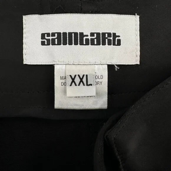 Saint Art Courtney Mid Rise Charmeuse Pant - Black Loose Fit Satin Cargo Pants - Picture 8 of 14